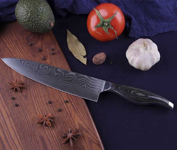 8 Inch Santoku Knife Japanese Super Steel Damascus Knife