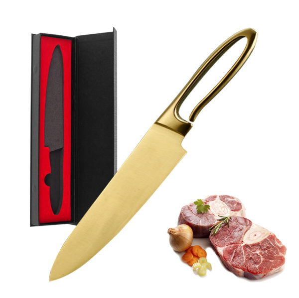 Stock Custom Gold 8 Inch Chef Knife German Stainless Steel 1.4116 Kitchen Knife